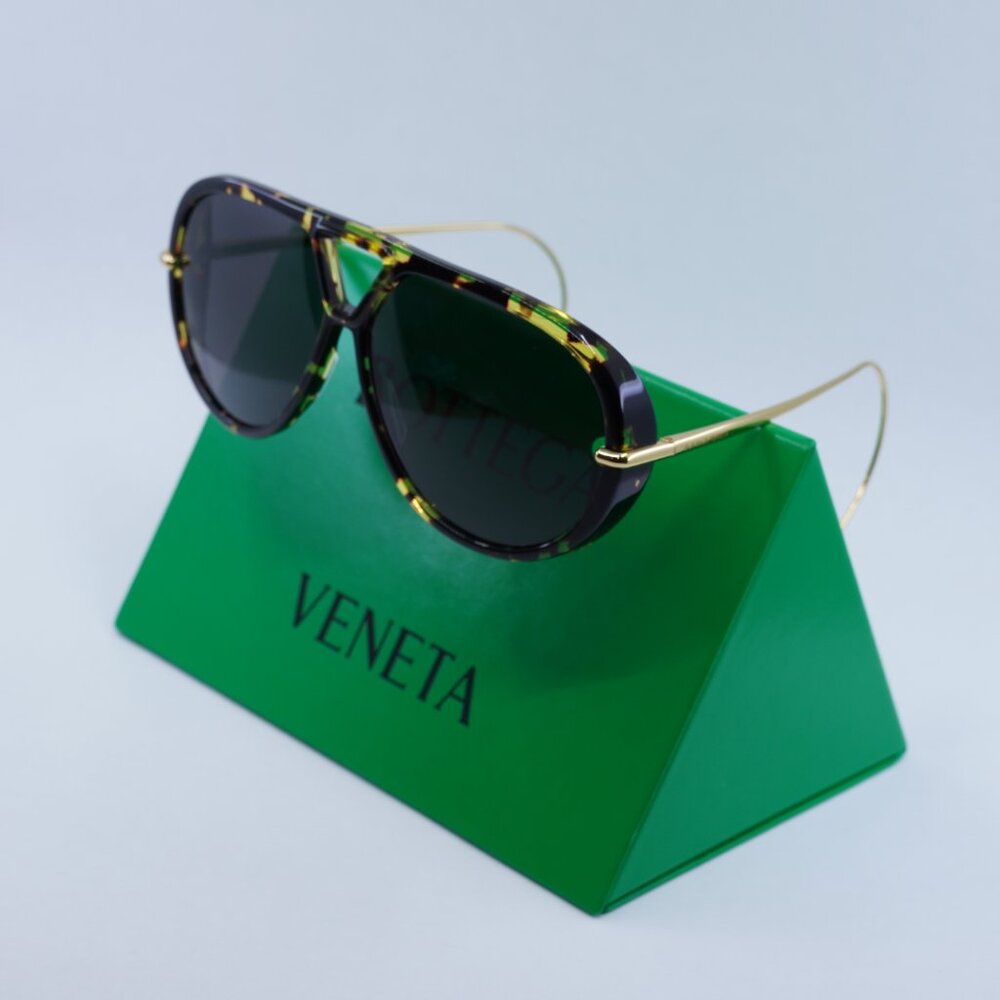 Bottega Veneta BV1273S 005 Sunglasses Havana Gold Geometric Frame, Grey Lenses - Picture 12 of 12